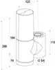 Pneumatex Produkt, ein vertikaler Abscheider mit runder Form und seitlichem Anschluss, montiert an der Wand, mit einer Isolierung. Markenlogo von IMI Hydronic Engineering sichtbar.